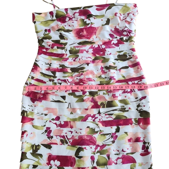 Size 16 Dressbarn Summer Floral Red Spaghetti Strap Multi Tiered Ruffled Dress - Picture 10 of 13